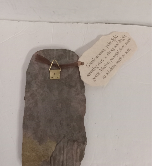 Vtge Handmade Gentle Woman, Baby & Lamb, Quiet Light Morning Star Art  on Stone - Picture 2 of 5